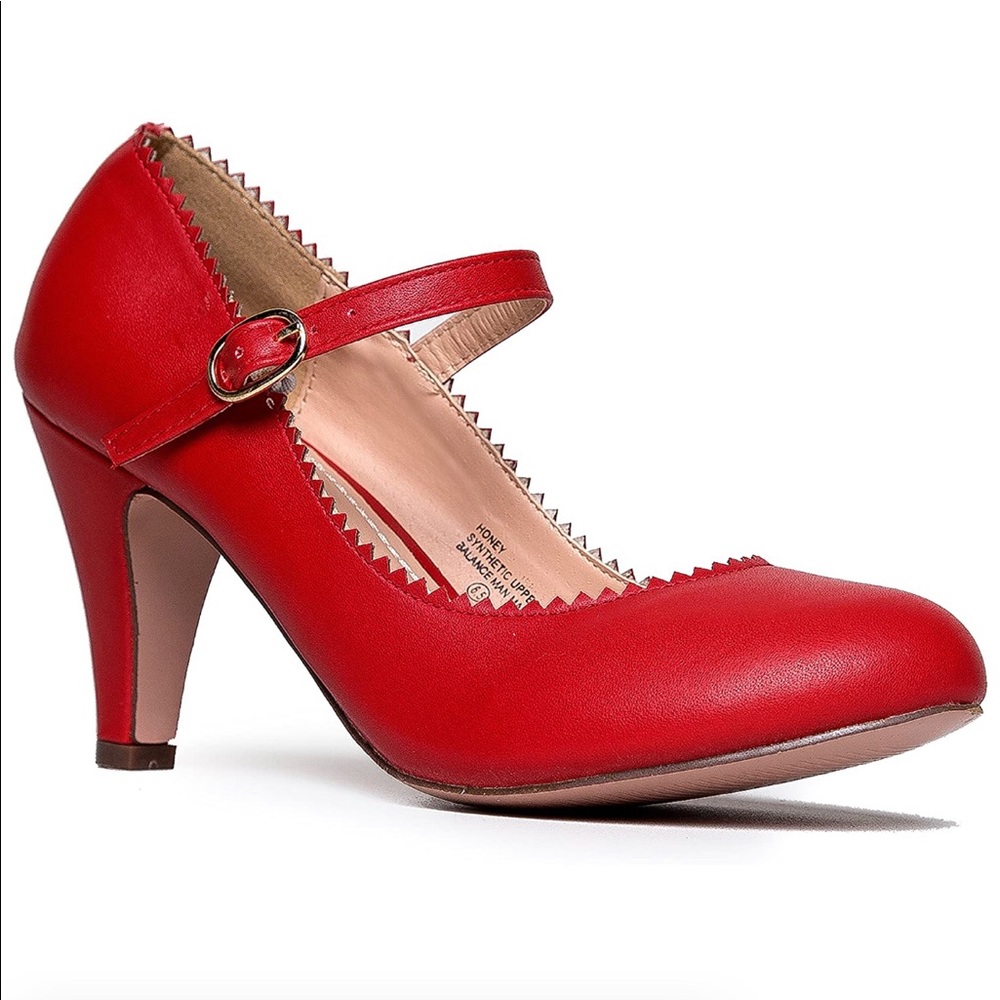 Vintage Style Red Mary Jane Heels